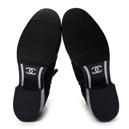 Chanel Suede Patent Calfskin Quilted Cap Toe Short Boots 41 Gray Black 5 of 8