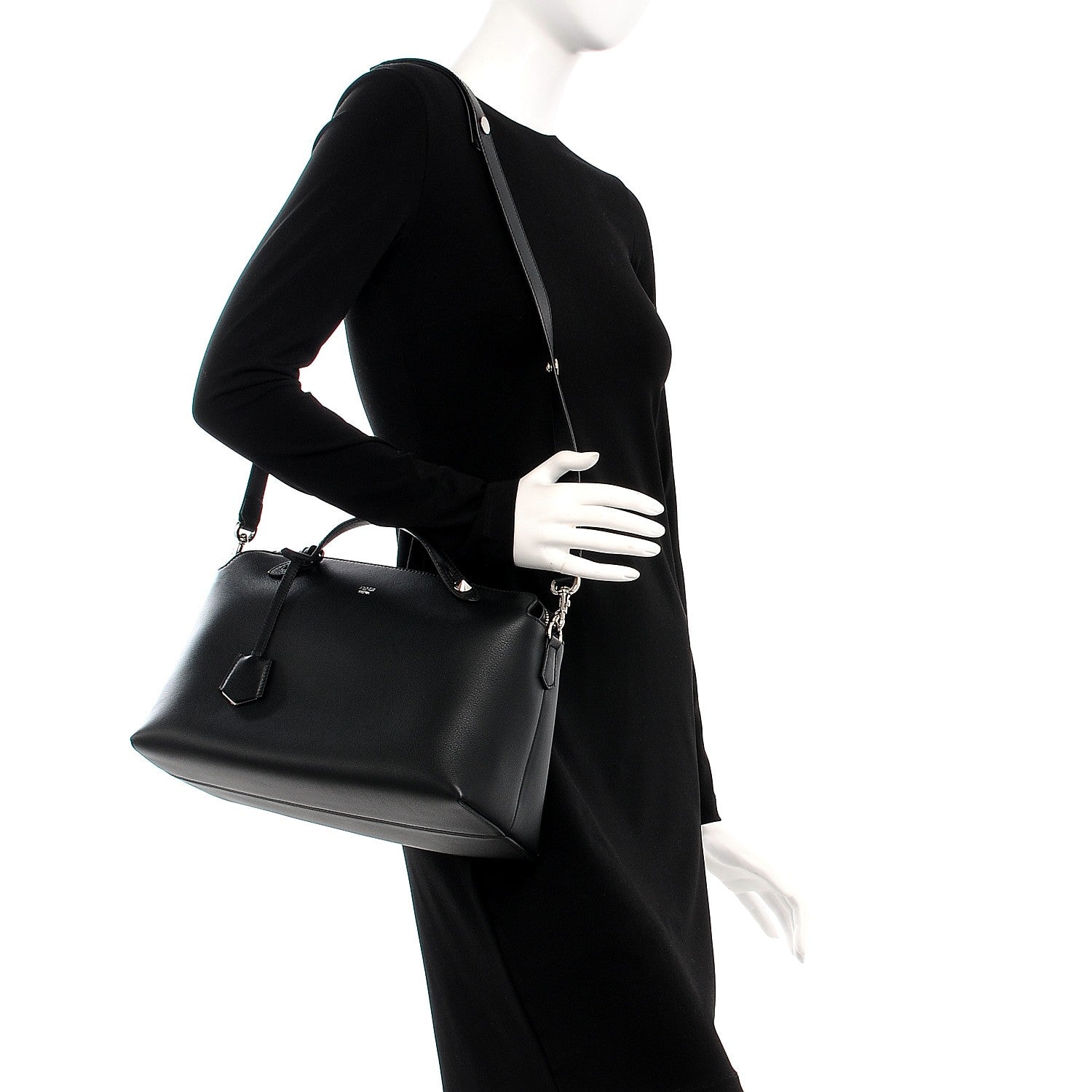 Fendi Vitello Dolce Large By The Way Boston Bag Black 2 of 7