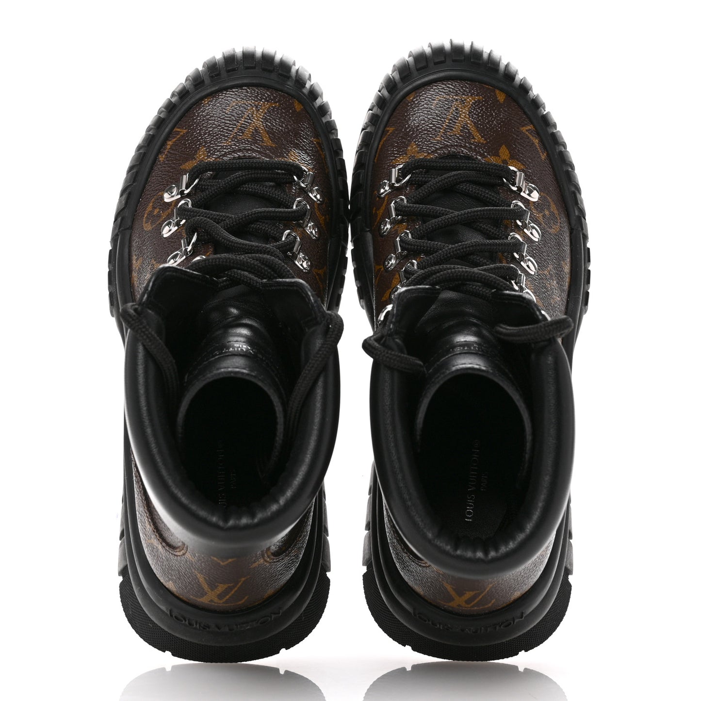 Calfskin Patent Monogram Ruby Flat Ranger Boots 39 Black