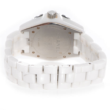 Chanel Stainless Steel Ceramic Diamond 33mm J12 Quartz Watch White 3 of 5