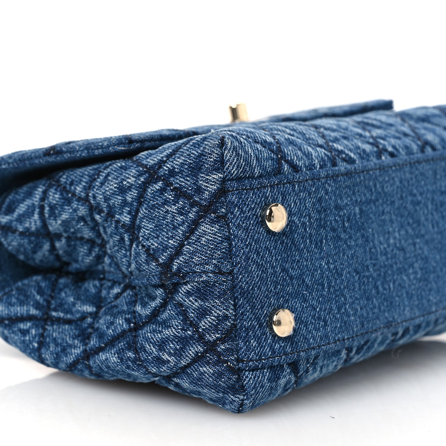 Chanel Washed Denim Quilted Mini Coco Handle Flap Blue 9 of 14