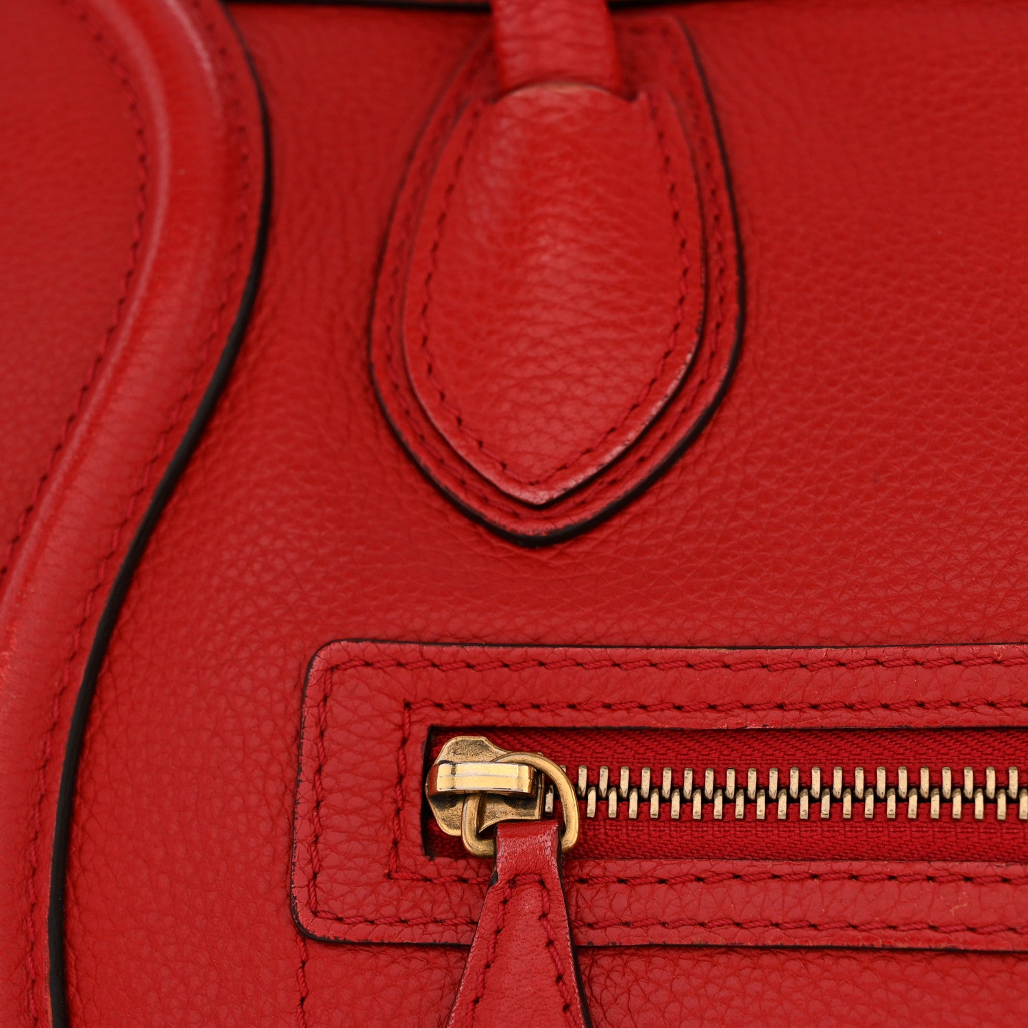 Celine Drummed Calfskin Micro Luggage Red 11 of 16