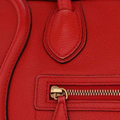 Celine Drummed Calfskin Micro Luggage Red 11 of 16