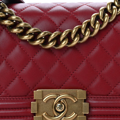 Chanel Lambskin Quilted Small Boy Flap Dark Red 8 of 10