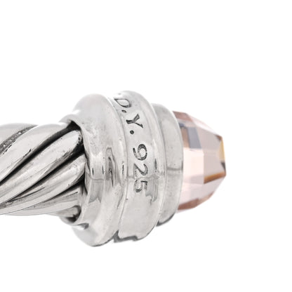 David Yurman Sterling Silver Diamond Morganite 5mm Cable Classics Bracelet 3 of 3