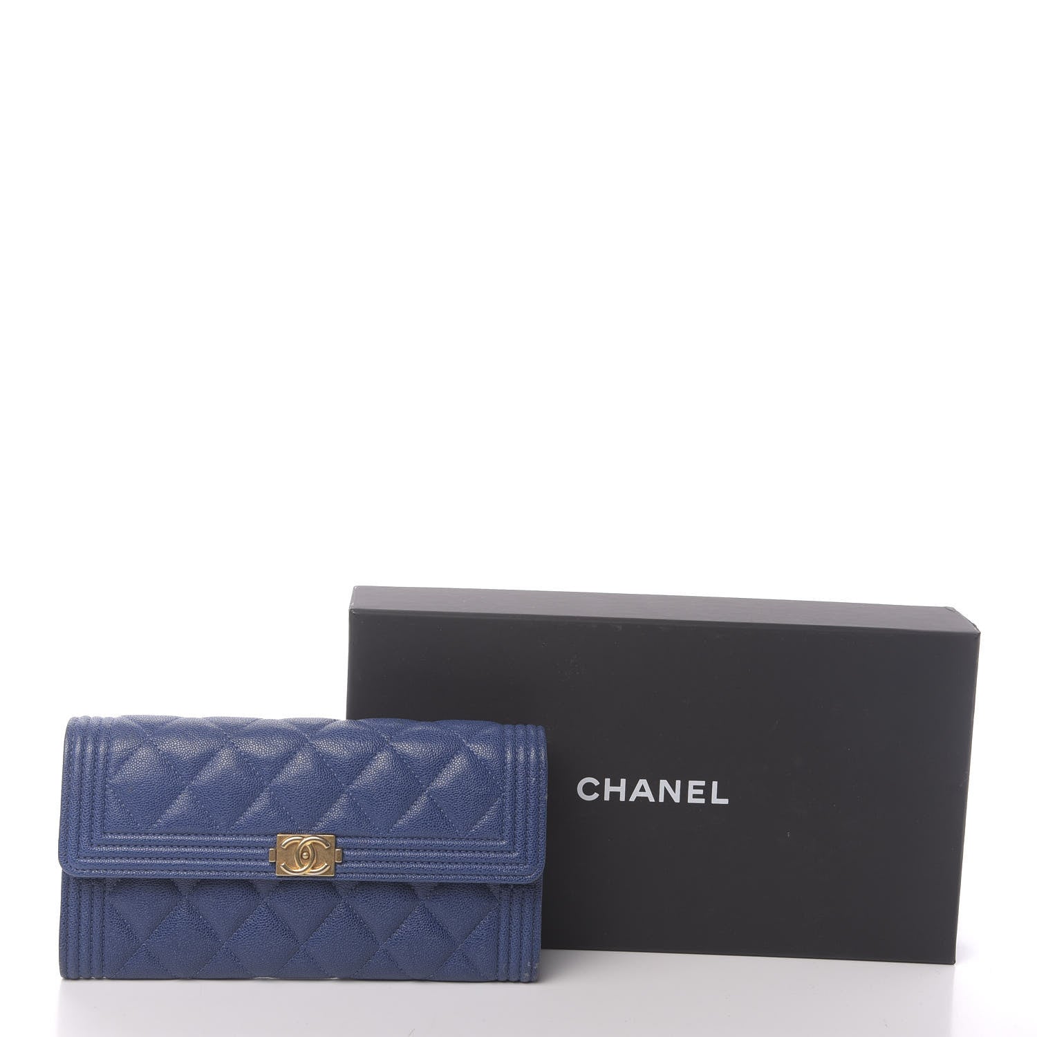Chanel Caviar Quilted Boy Flap Wallet Blue 13 of 13