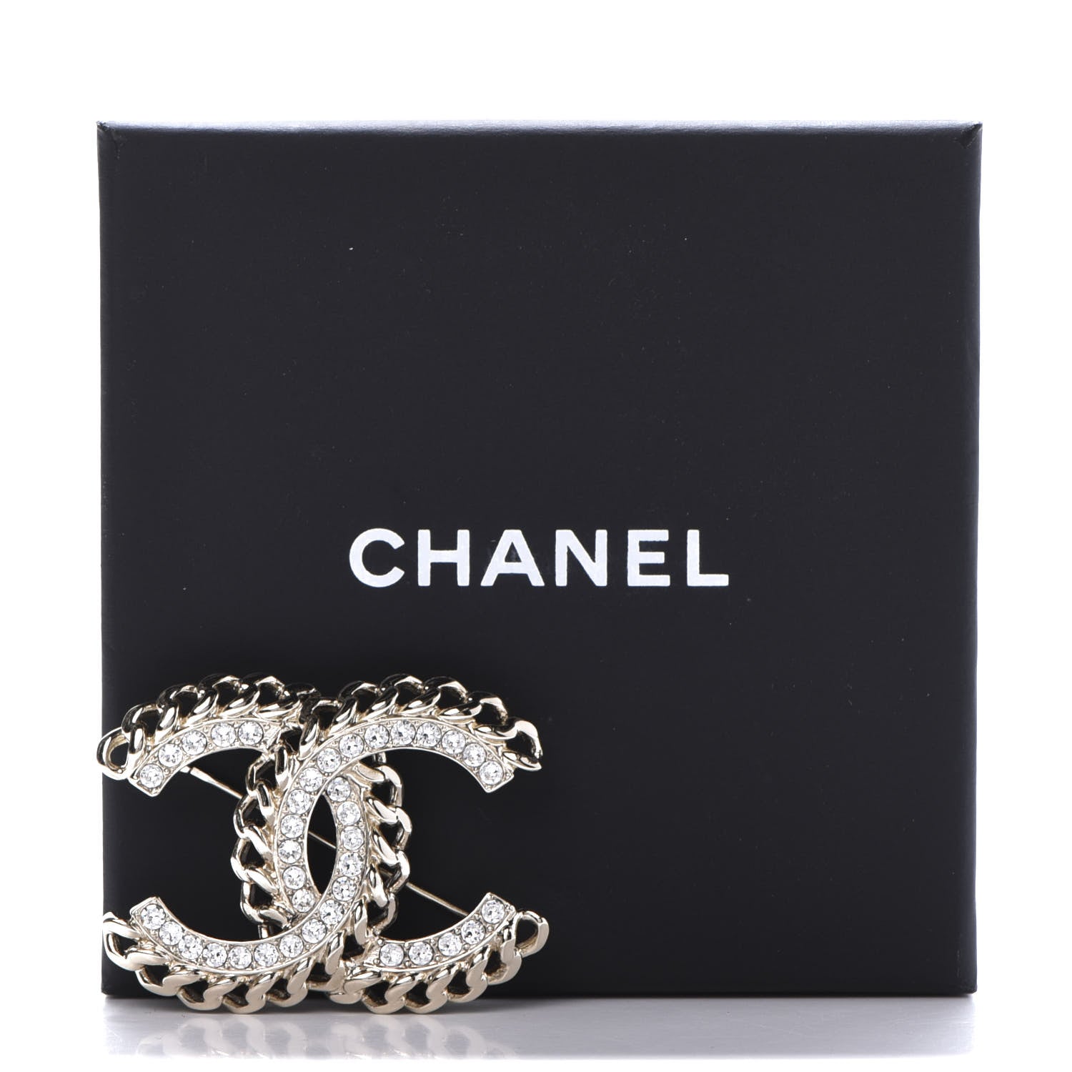 Chanel Crystal Chain CC Brooch Gold 5 of 5