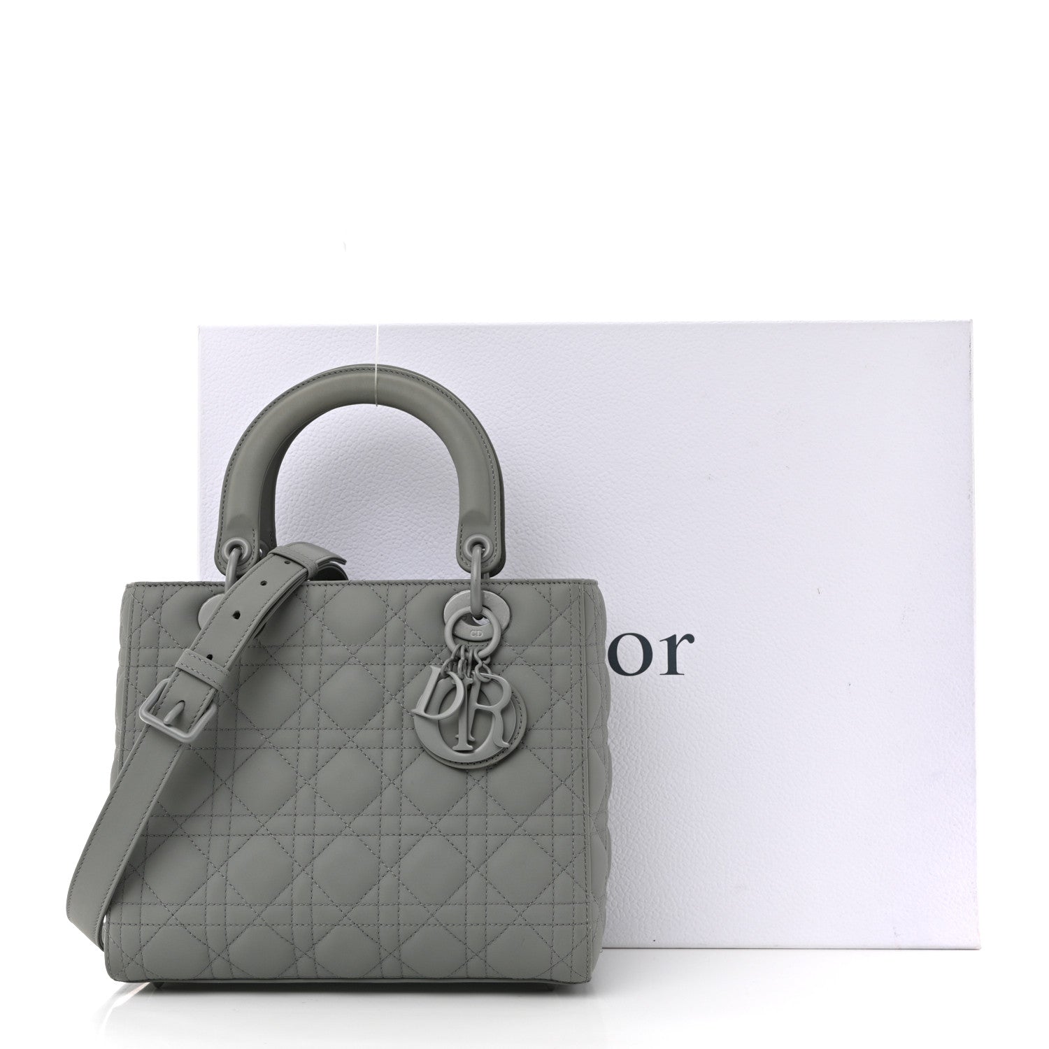 Christian Dior Ultra Matte Calfskin Cannage Medium Lady Dior Grey Stone 14 of 14