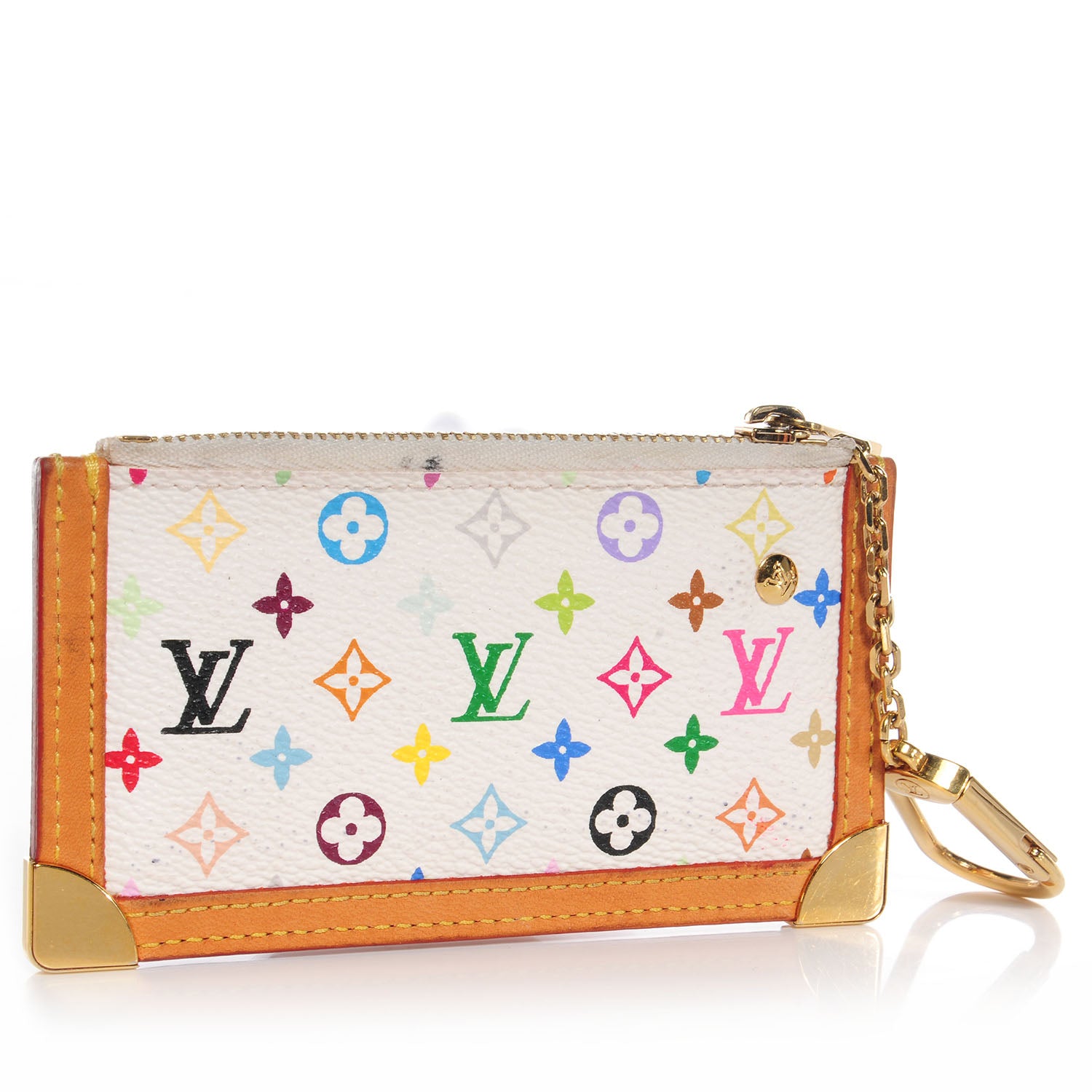 Louis Vuitton Monogram Multicolor Key Pouch White 3 of 7