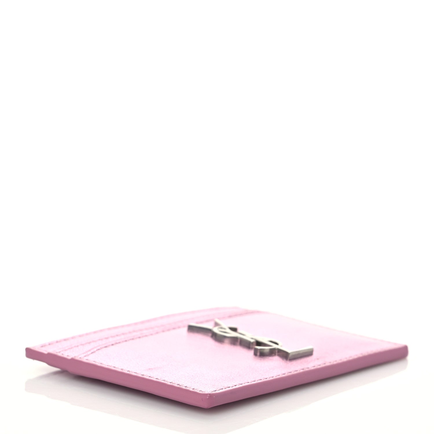 Saint Laurent Metallic Calfskin Monogram Credit Card Case Pink 4 of 7