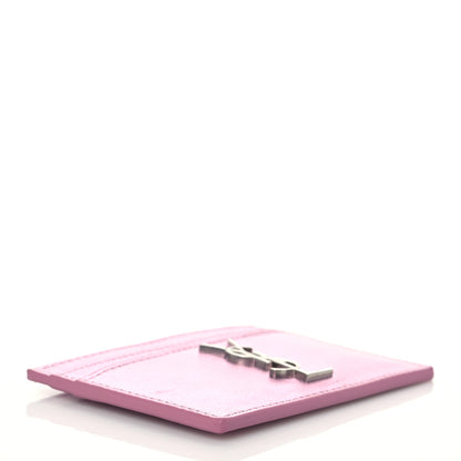Saint Laurent Metallic Calfskin Monogram Credit Card Case Pink 4 of 7