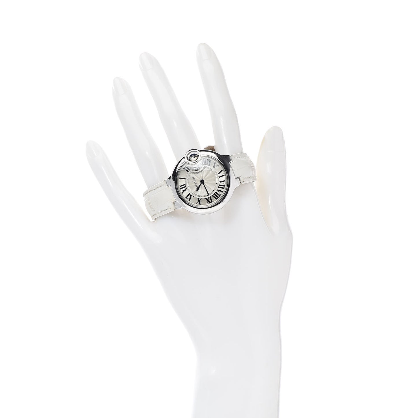 Stainless Steel Alligator 33mm Ballon Bleu De Cartier Automatic Watch White