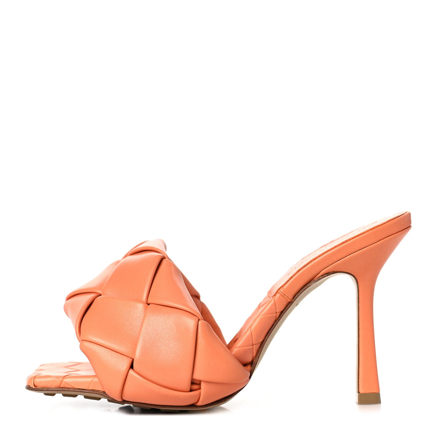 Nappa Maxi Intrecciato Lido Mule Sandals 36 Papaya