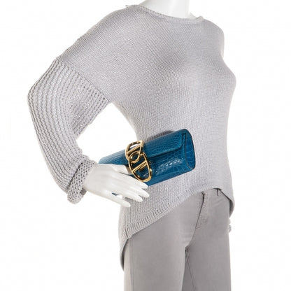 Hermes Shiny Niloticus Crocodile Egee Clutch Bleu Izmir 2 of 9