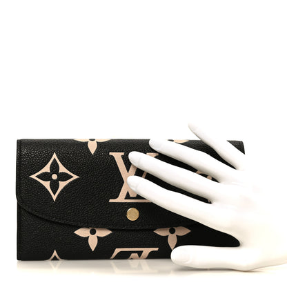 Louis Vuitton Empreinte Monogram Giant Emilie Wallet Black Beige 2 of 8