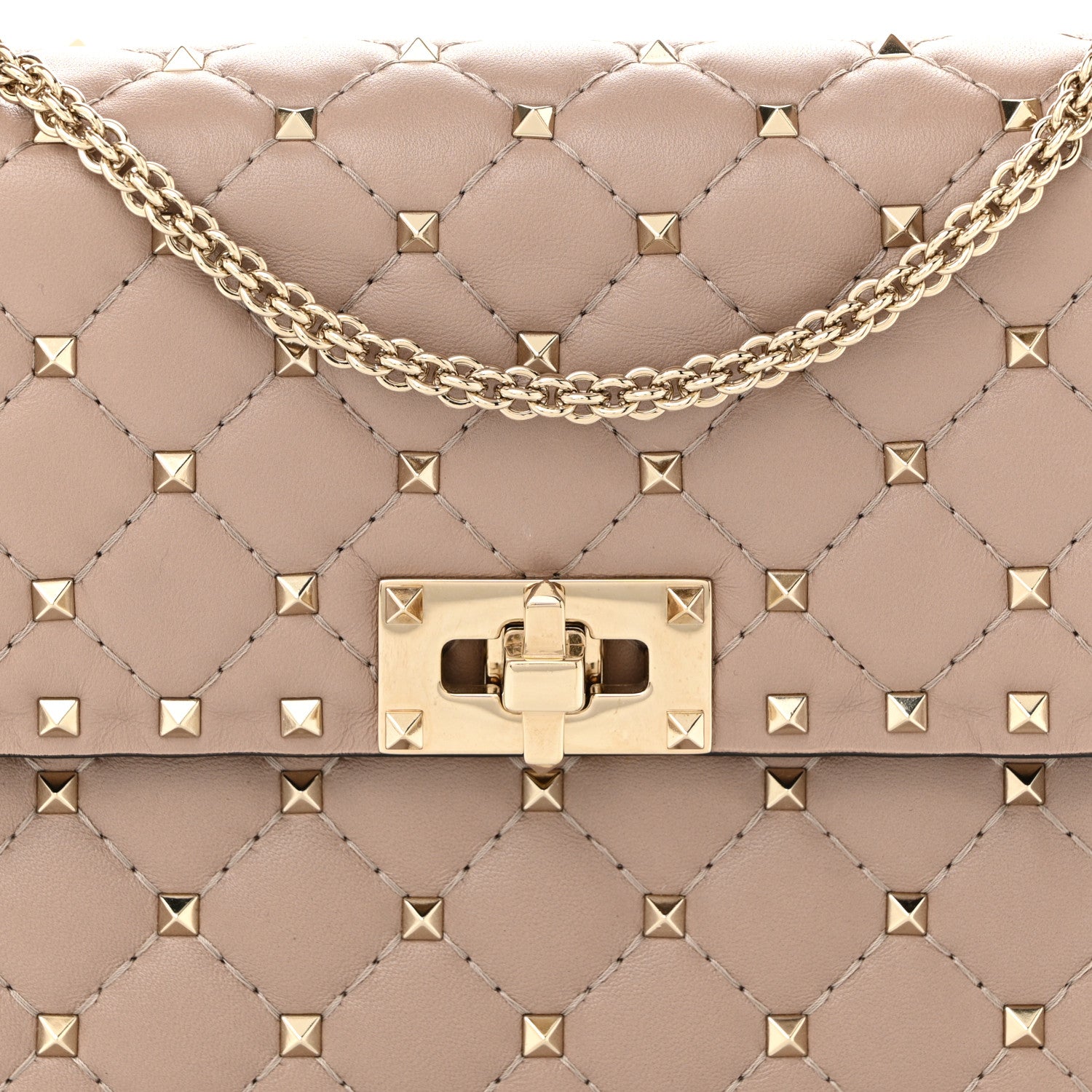 Valentino Garavani Lambskin Medium Rockstud Spike Shoulder Bag Poudre 7 of 9