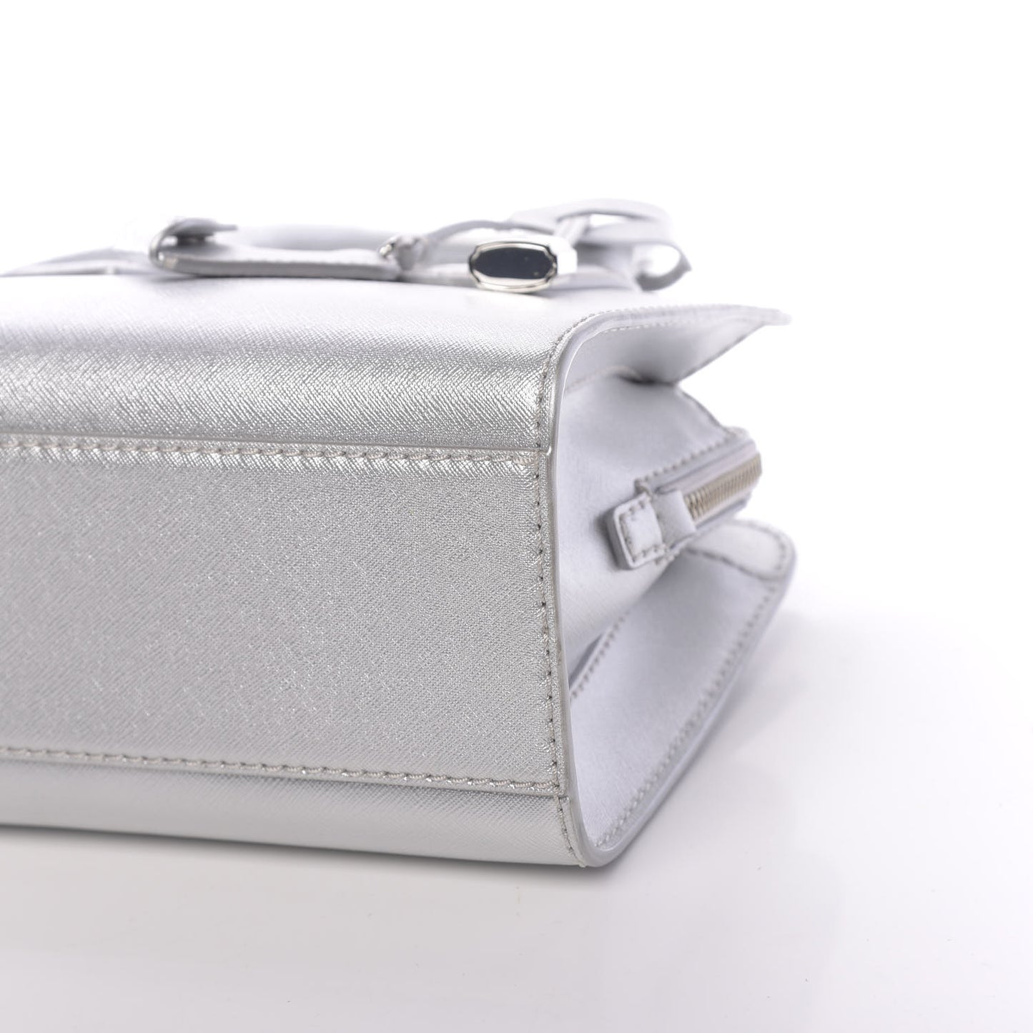 Metallic Saffiano Little Big Shot Tote Silver