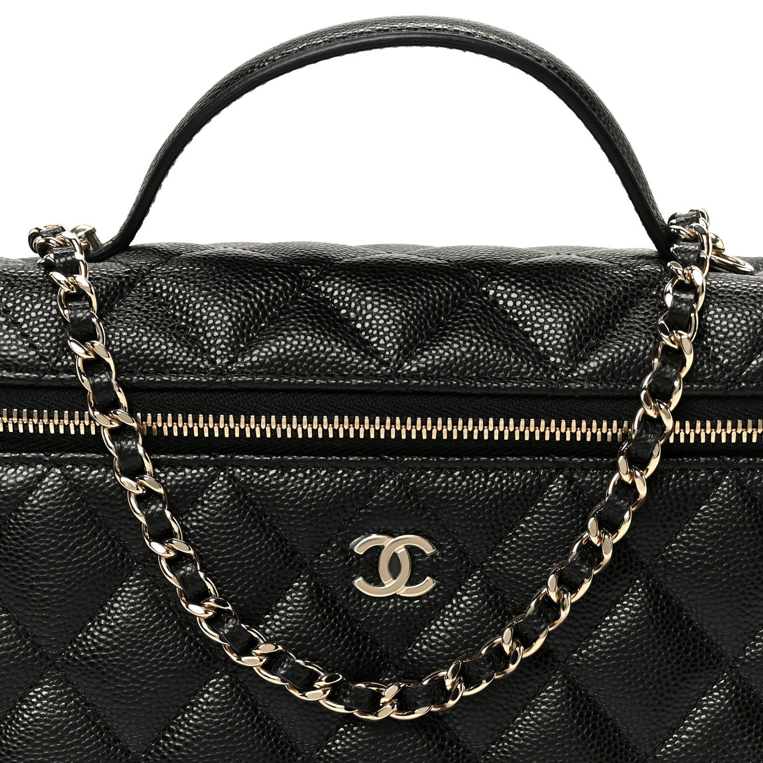 Chanel Caviar Quilted Top Handle Slim Vanity With Chain Black 8 of 11