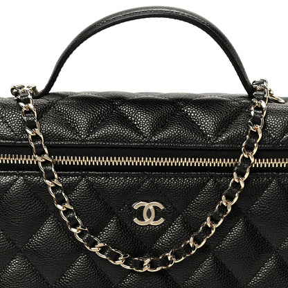 Chanel Caviar Quilted Top Handle Slim Vanity With Chain Black 8 of 11