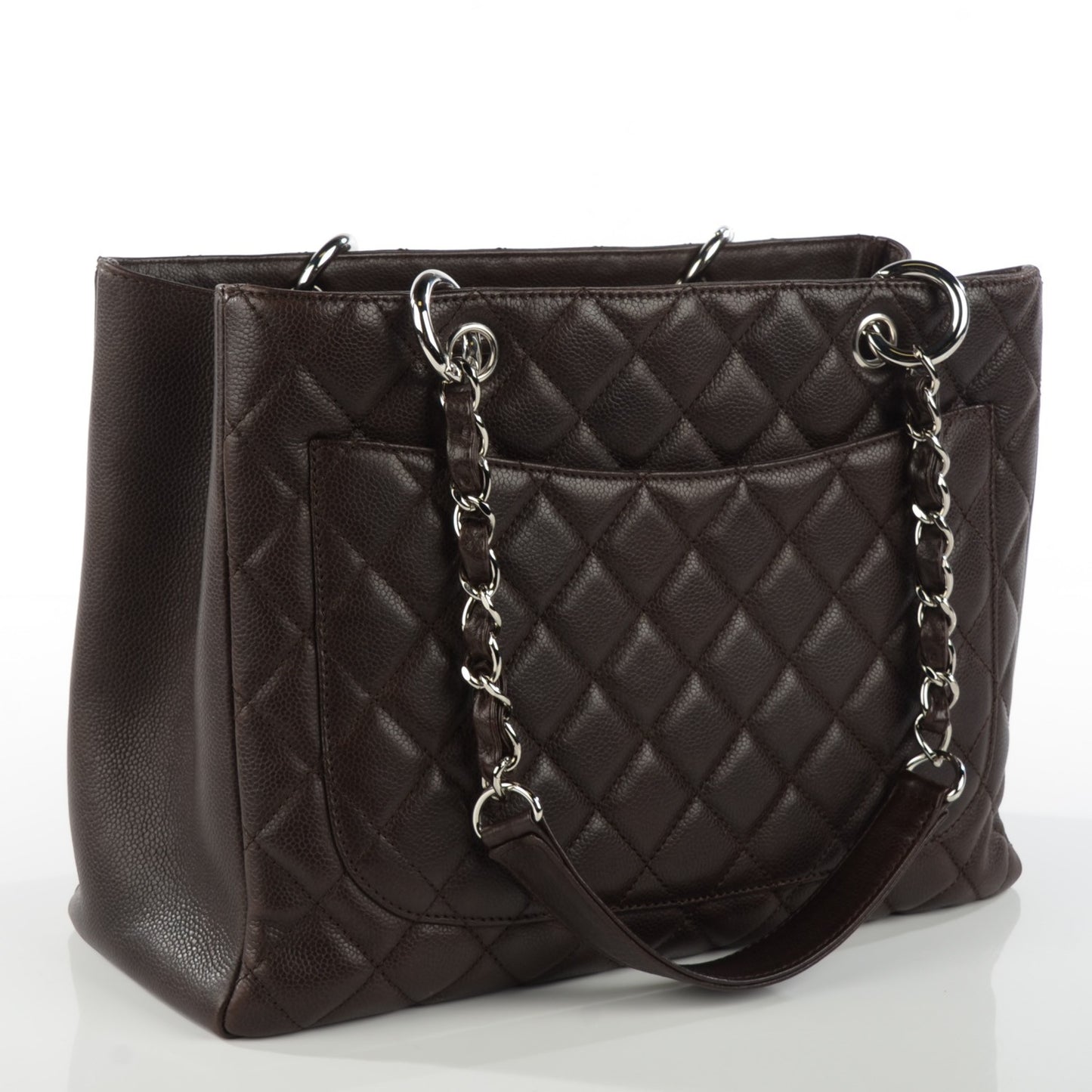 Caviar Quilted Grand Shopping Tote GST Dark Brown