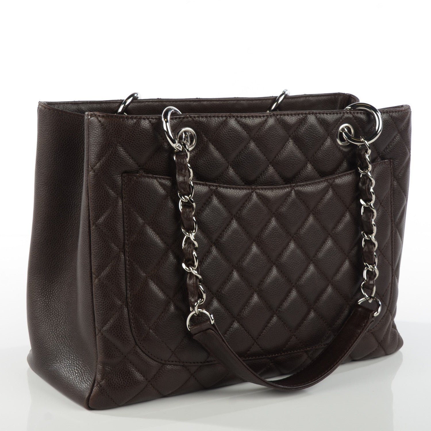Chanel Caviar Quilted Grand Shopping Tote GST Dark Brown 3 of 10