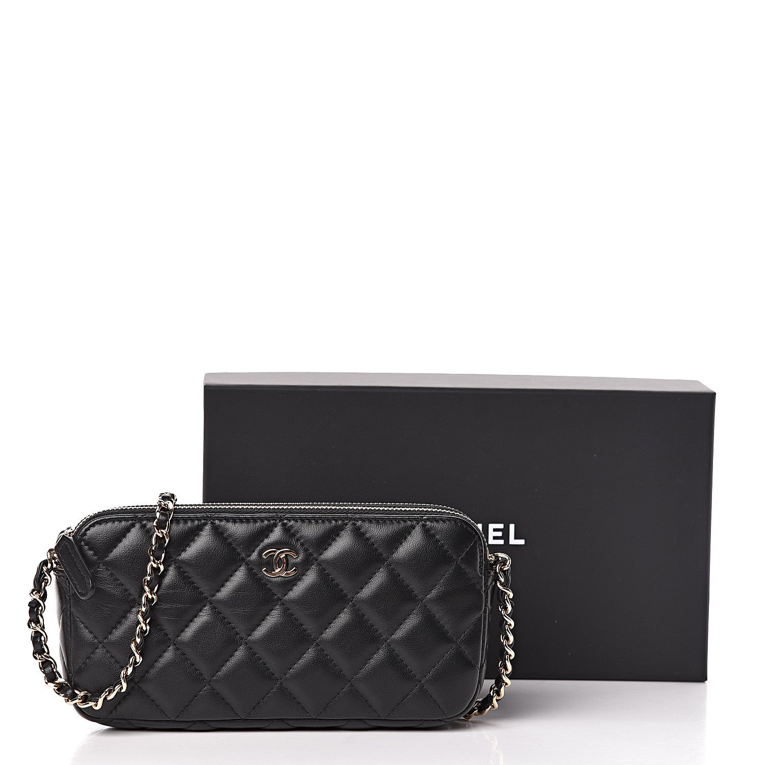 Chanel Lambskin Quilted Small Clutch With Chain Black 17 of 17