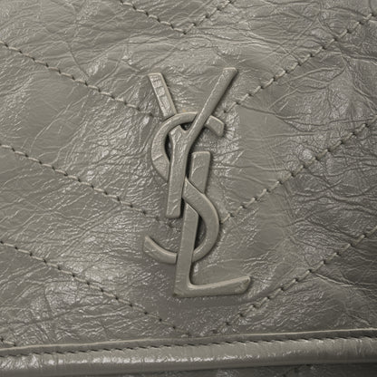 Saint Laurent Crinkled Calfskin Matelasse Monogram Baby Niki Chain Satchel Blanc Vintage 11 of 14