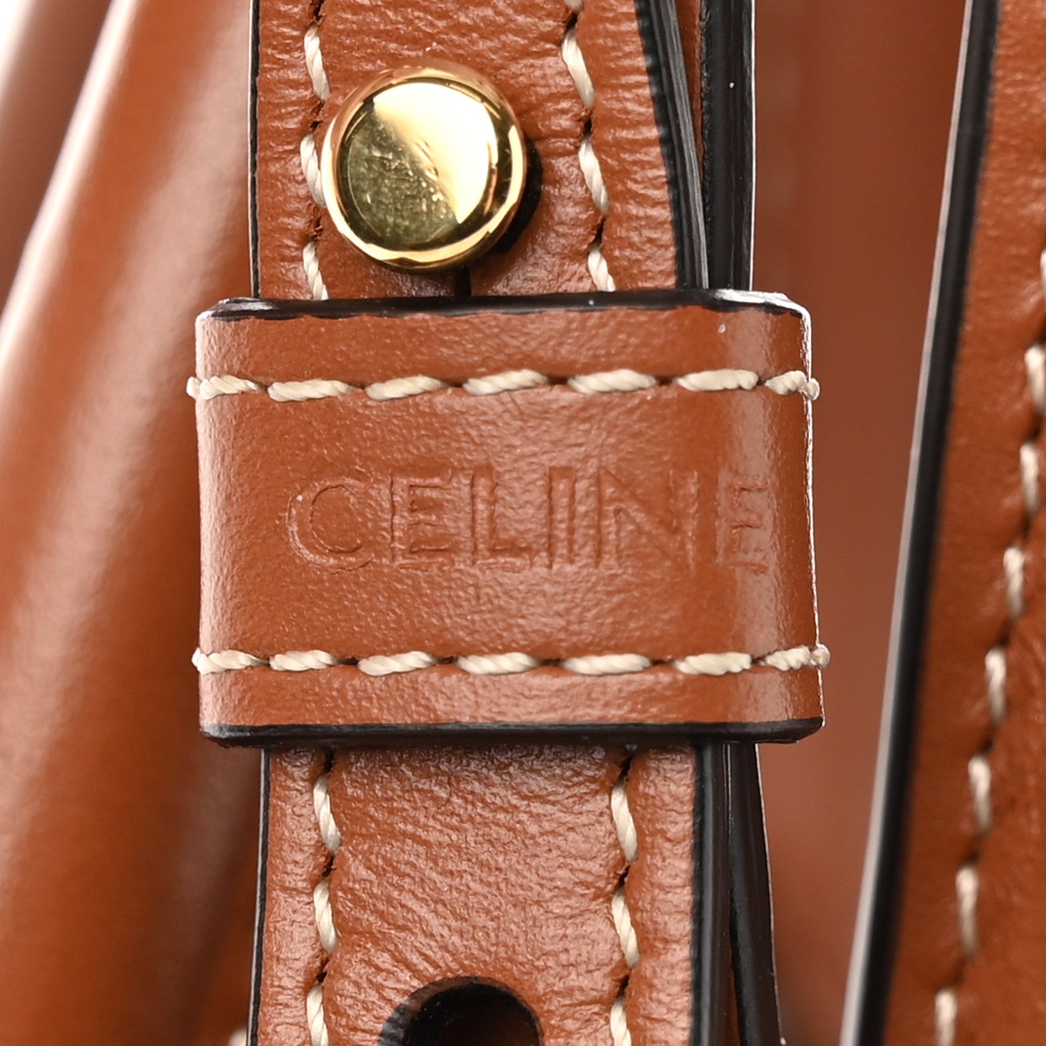 Celine Triomphe Canvas Calfskin Mini Vertical Cabas Tan 6 of 10