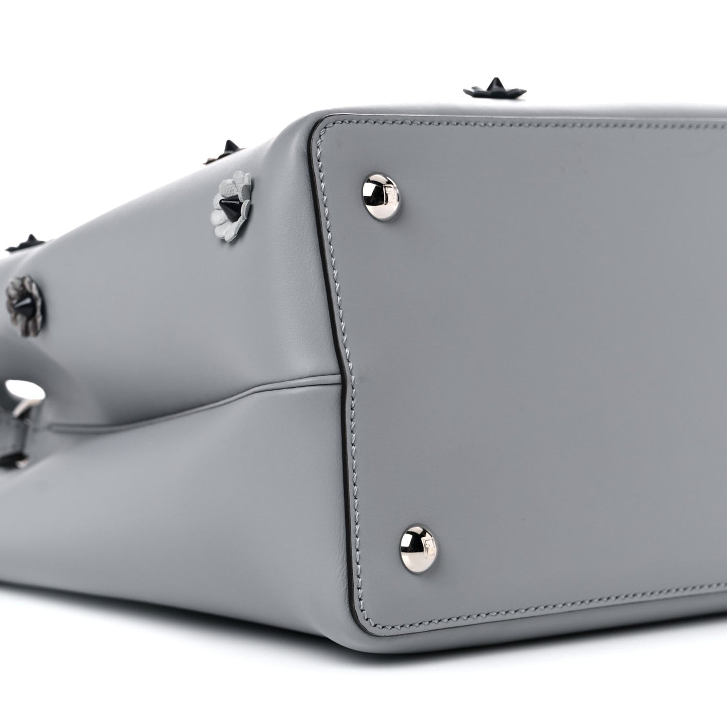 Vitello Elite Flower Studded Petite 2Jours Tote Grey