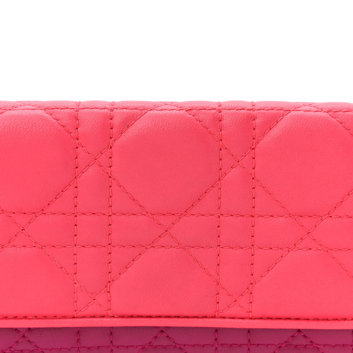 Lambskin Cannage Bi-Color Lady Dior Rendezvous Wallet On Chain Toxic Purple Pink