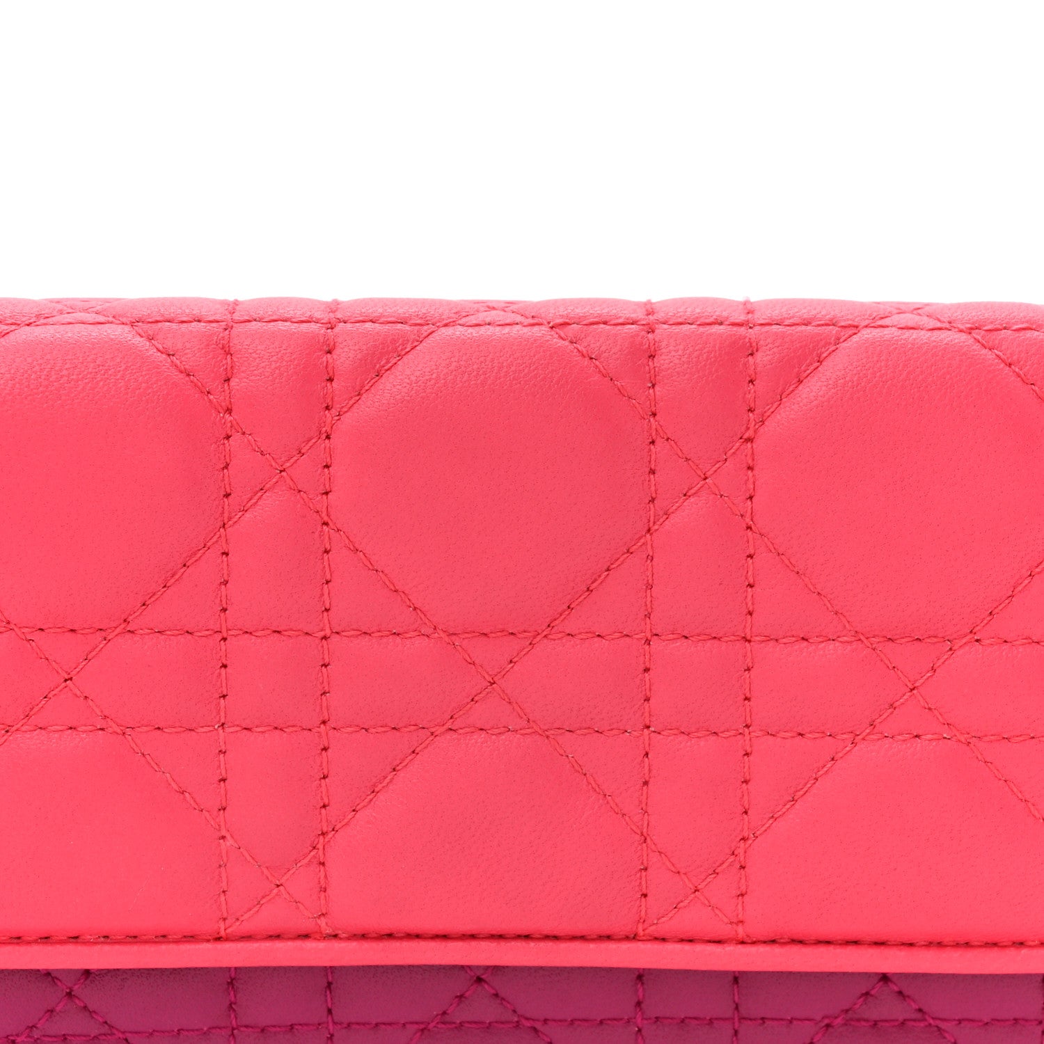 Christian Dior Lambskin Cannage Bi-Color Lady Dior Rendezvous Wallet On Chain Toxic Purple Pink 9 of 13