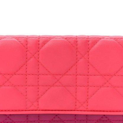 Christian Dior Lambskin Cannage Bi-Color Lady Dior Rendezvous Wallet On Chain Toxic Purple Pink 9 of 13