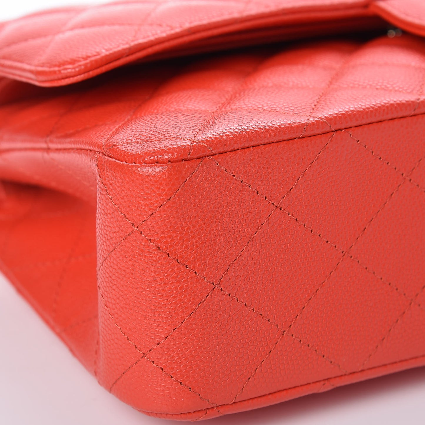 Caviar Quilted Medium Double Flap Red