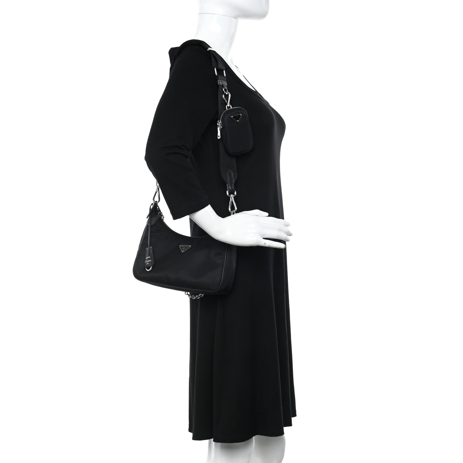 Prada Nylon Re-Edition 2005 Shoulder Bag Black 2 of 12
