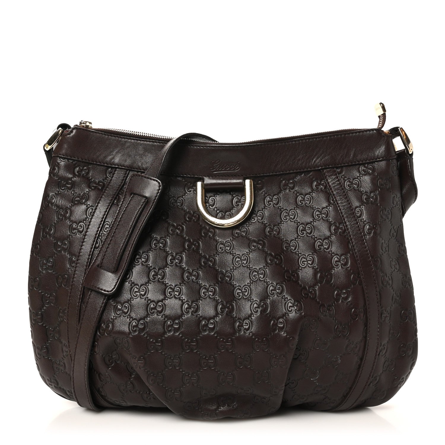 Gucci Guccissima Large D Ring Messenger Dark Brown 1 of 10