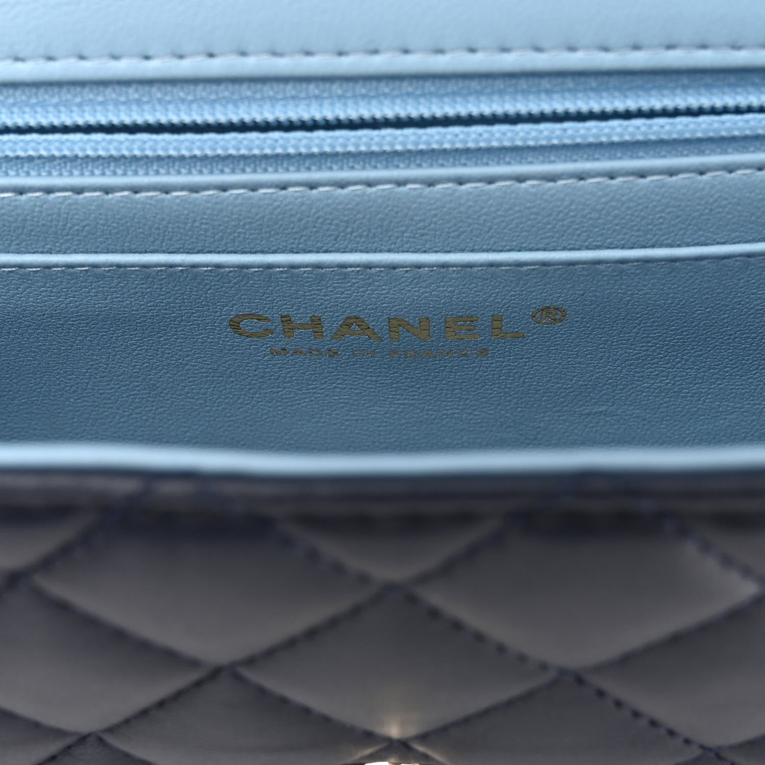 Chanel Lambskin Quilted Bi-Color Mini Top Handle Rectangular Flap Navy Blue Light Blue 6 of 11