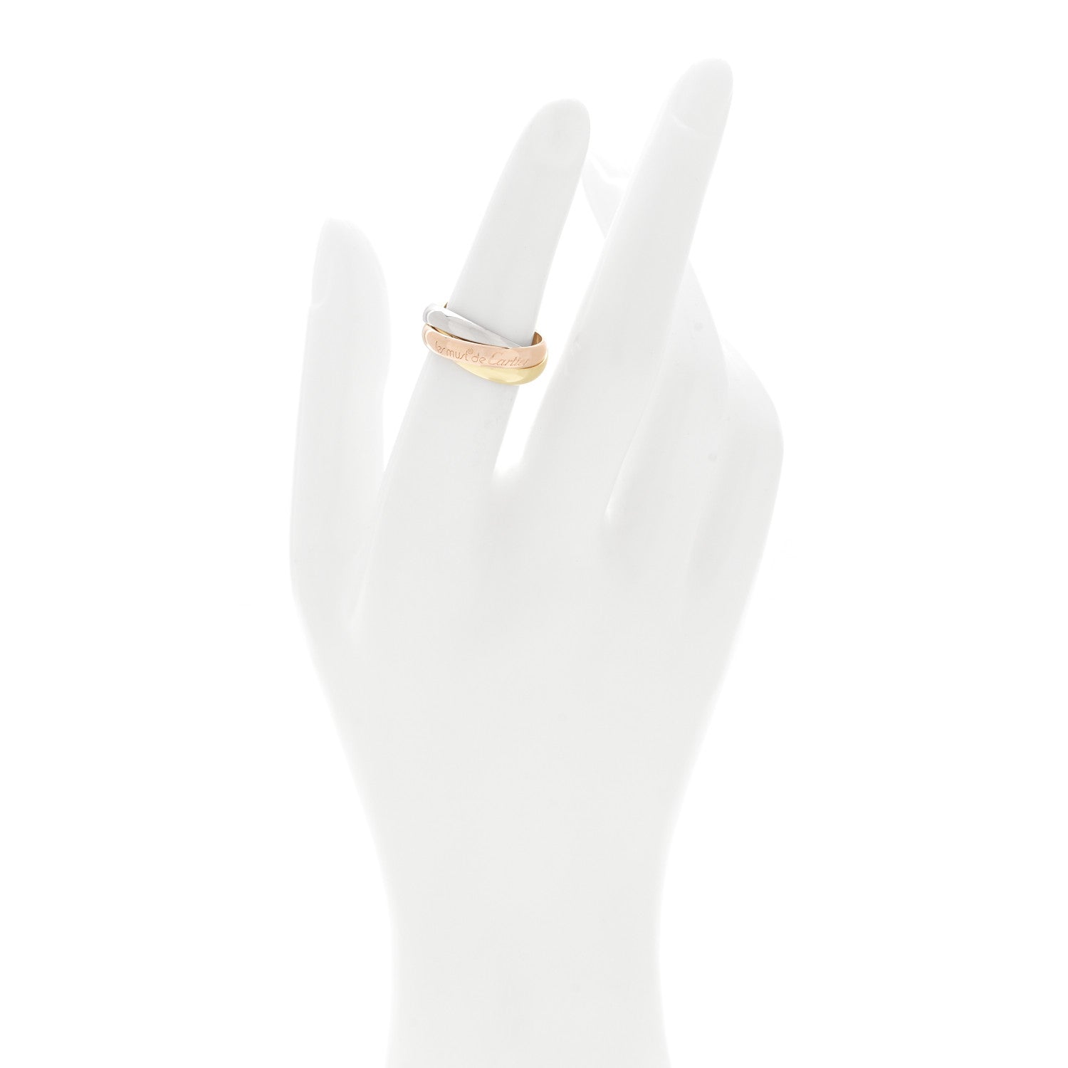 Cartier 18K Pink Yellow White Gold Classic Les Must De Cartier Trinity Ring 51 5.75 2 of 4