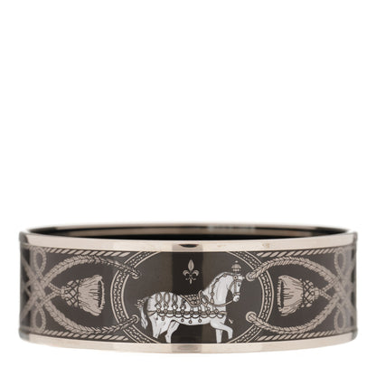 Hermes Enamel Printed Wide Grand Apparat Bracelet 65 Black 1 of 5