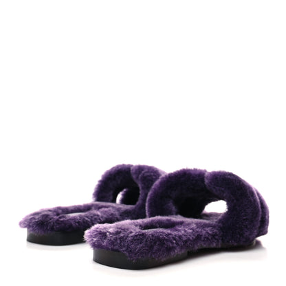 Hermes Woolskin Oran Sandals 37 Violet Fonce 4 of 8