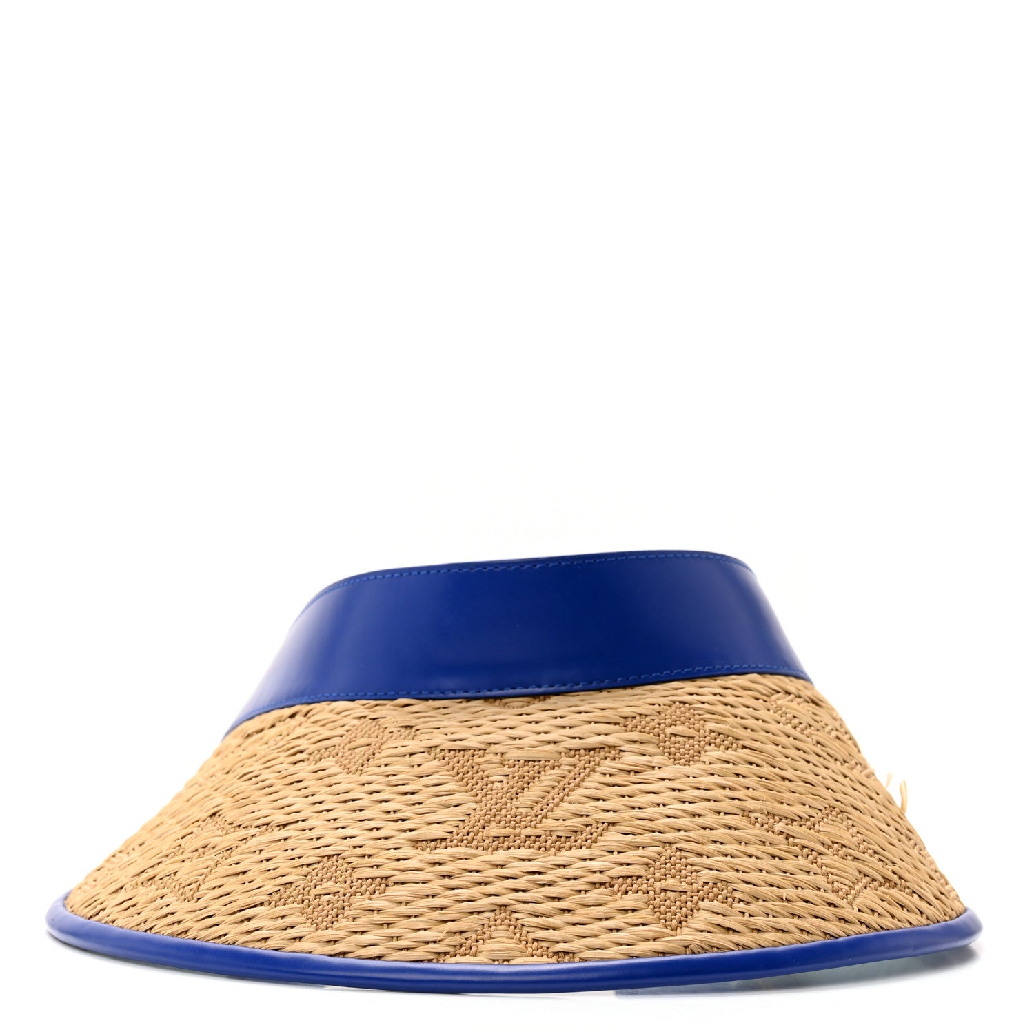 Louis Vuitton Calfskin Raffia Monogram Strawgram Visor Blue 3 of 12