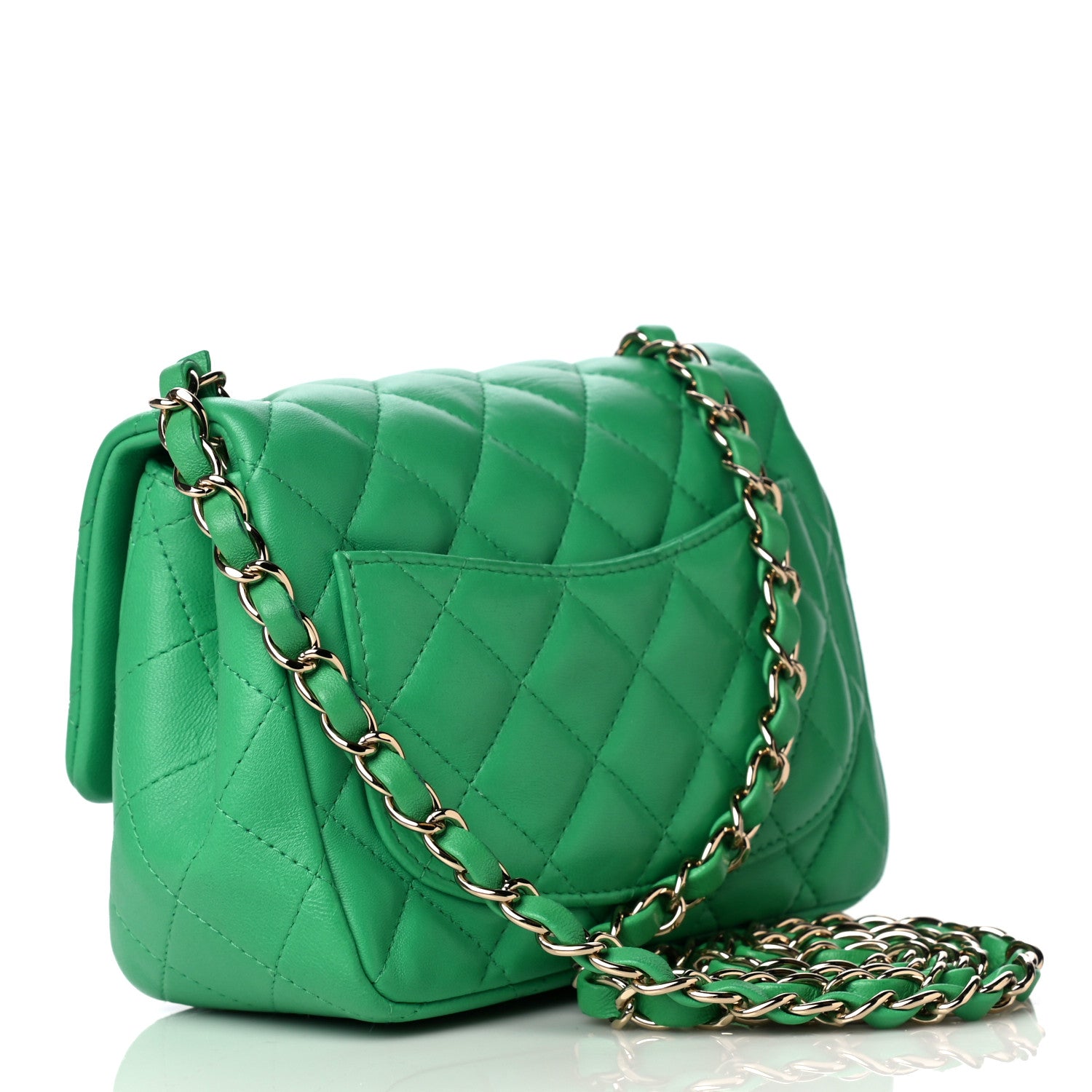 Chanel Lambskin Quilted Mini Square Flap Green 3 of 8