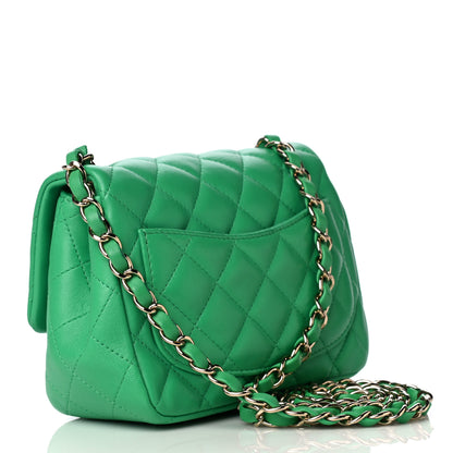 Chanel Lambskin Quilted Mini Square Flap Green 3 of 8