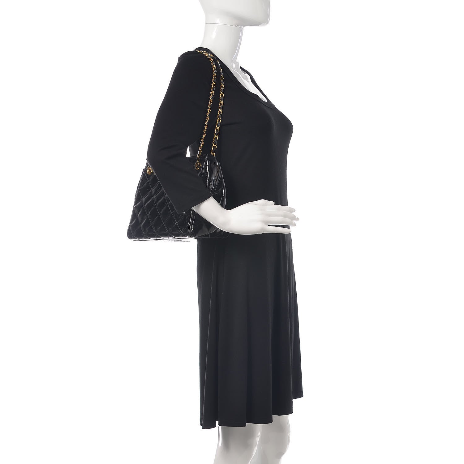 Chanel Patent Quilted CC Shoulder Bag Black 2 of 14
