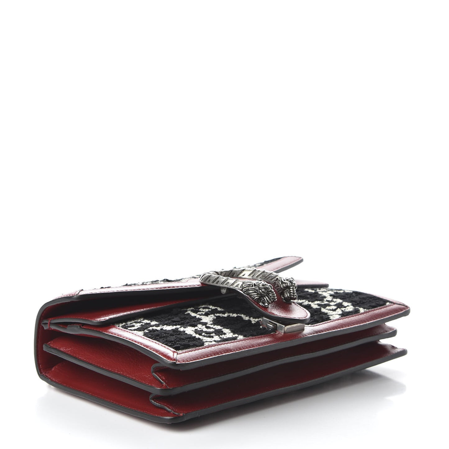 Tweed GG Monogram Small Dionysus Shoulder Bag Black White Romantic Cherry