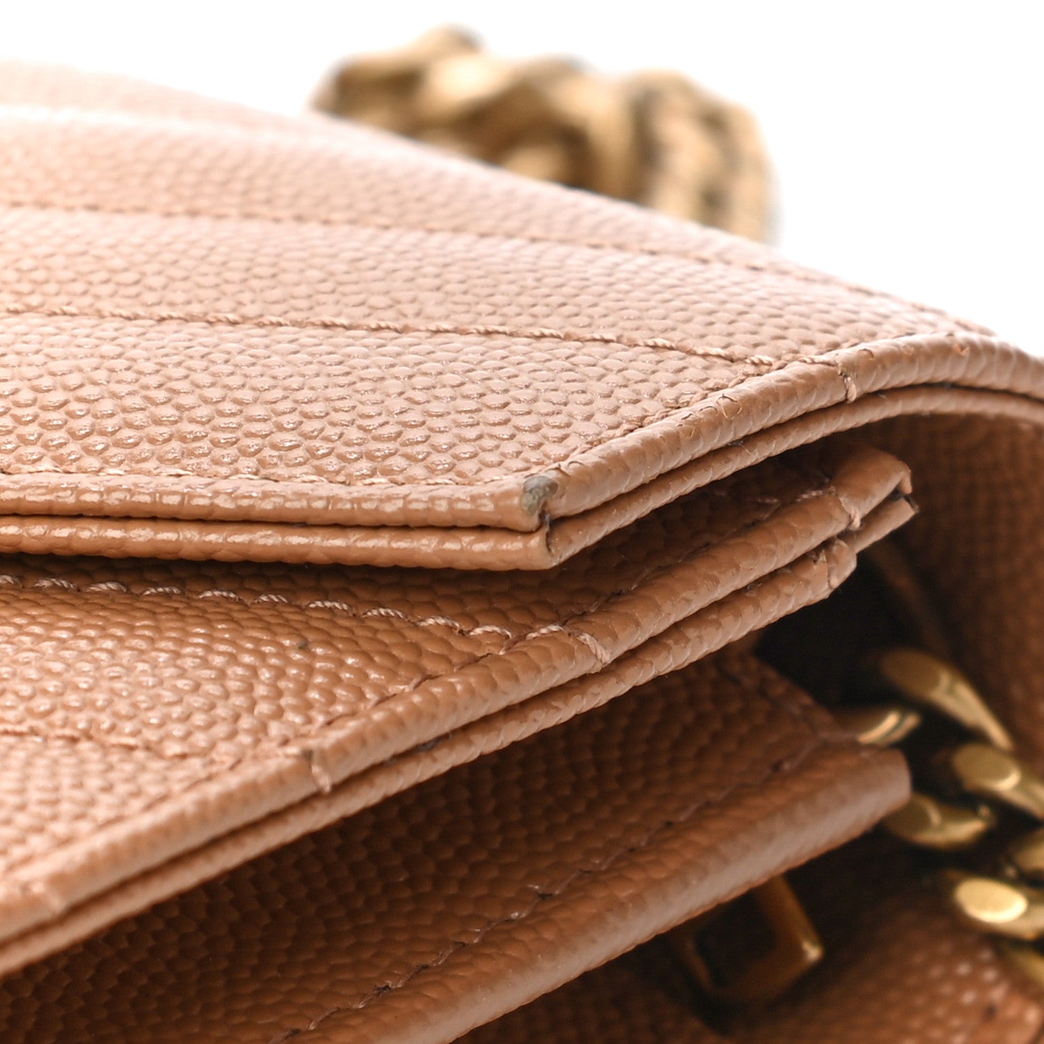Saint Laurent Grain De Poudre Matelasse Chevron Monogram Chain Wallet Dune 11 of 14
