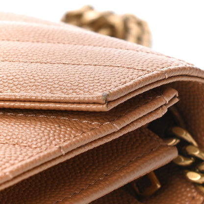 Saint Laurent Grain De Poudre Matelasse Chevron Monogram Chain Wallet Dune 11 of 14