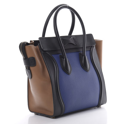 Celine Drummed Calfskin Micro Tri-Color Luggage Indigo 3 of 15