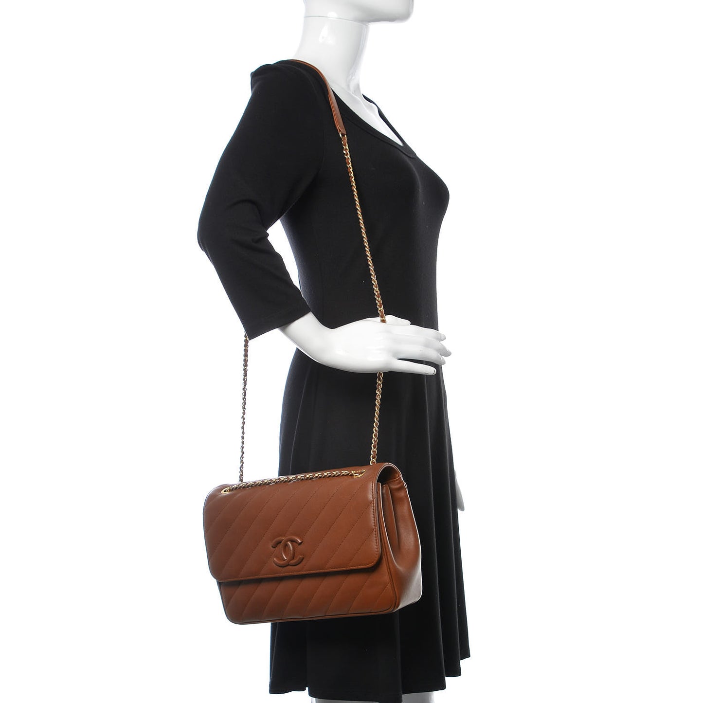 Lambskin Quilted Jumbo Coco Vintage Flap Brown
