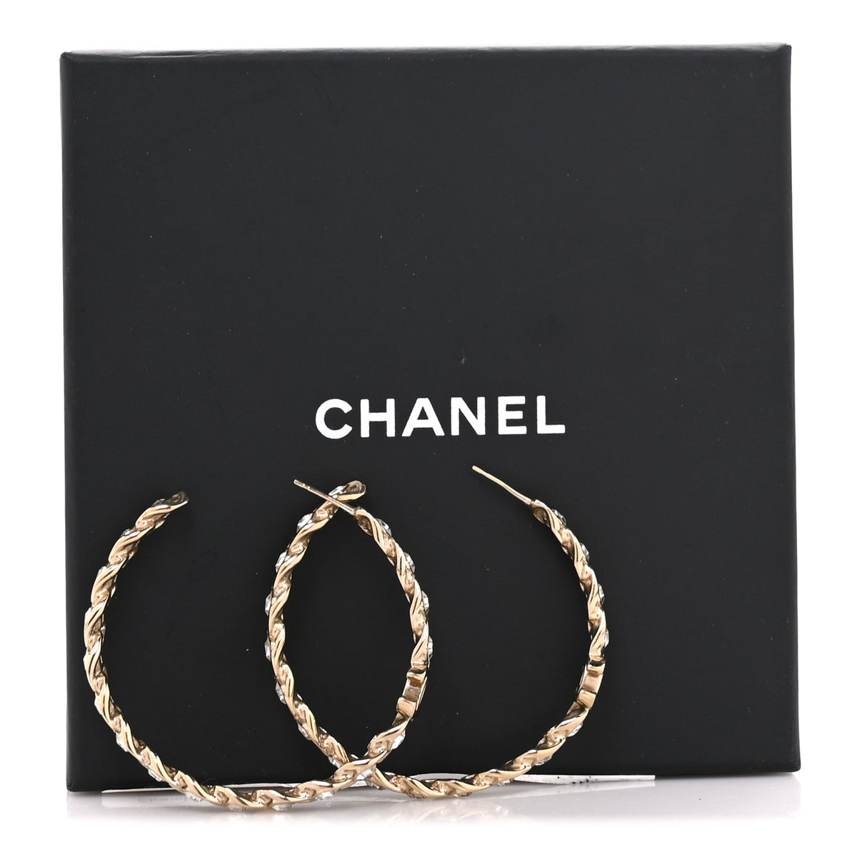 Crystal CC Hoop Earrings Gold