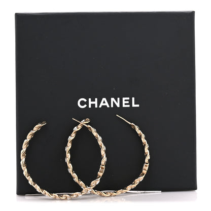 Chanel Crystal CC Hoop Earrings Gold 5 of 5